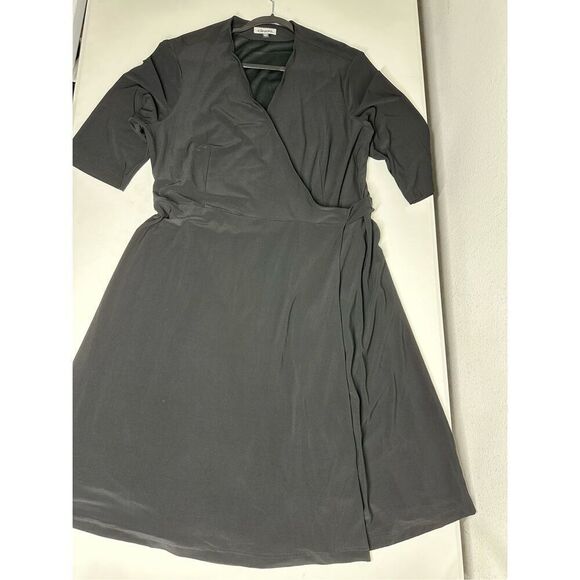 Cintas JERSEY WRAP DRESS Black Size 1X Lined Vneck - Picture 7 of 16